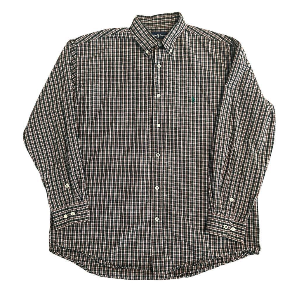 Ralph Lauren men's black red plaid blake cotton lng sleeve button down XL‎